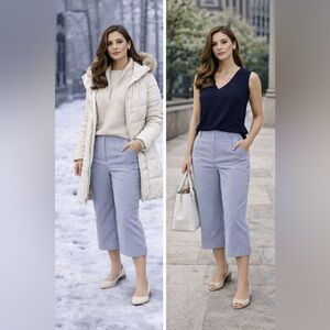 Talbots Blue and White Striped Capris